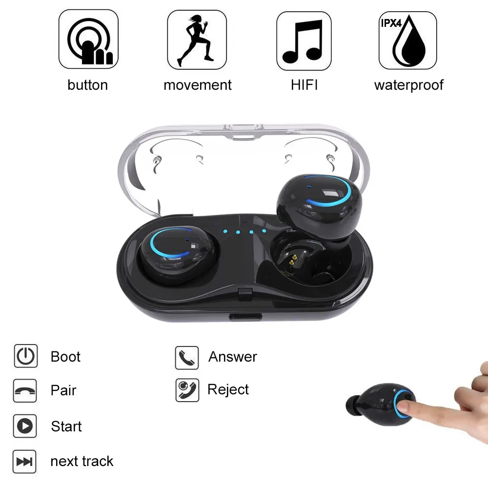 KOBWA Q18 наушники вкладыши TWS с Беспроводной Bluetooth гарнитура для наушников HiFi Басс