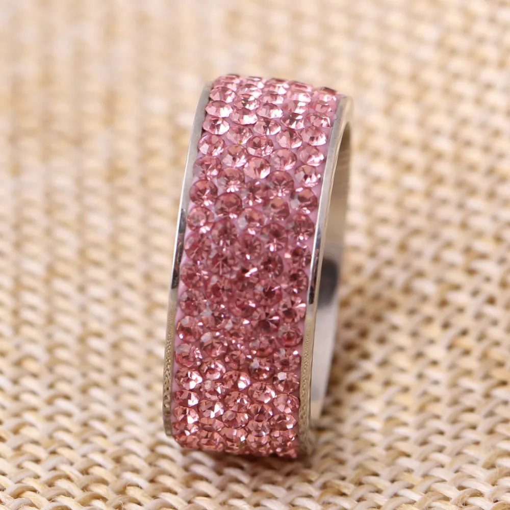 Женское посеребренное обручальное кольцо с розовым кристаллом размеры 5 6 7 8 9 |