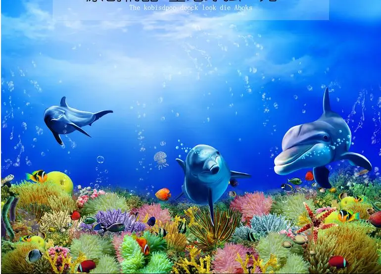 Виниловые 3D обои с рисунком дельфина настенные 3d для гостиной плитки ванной
