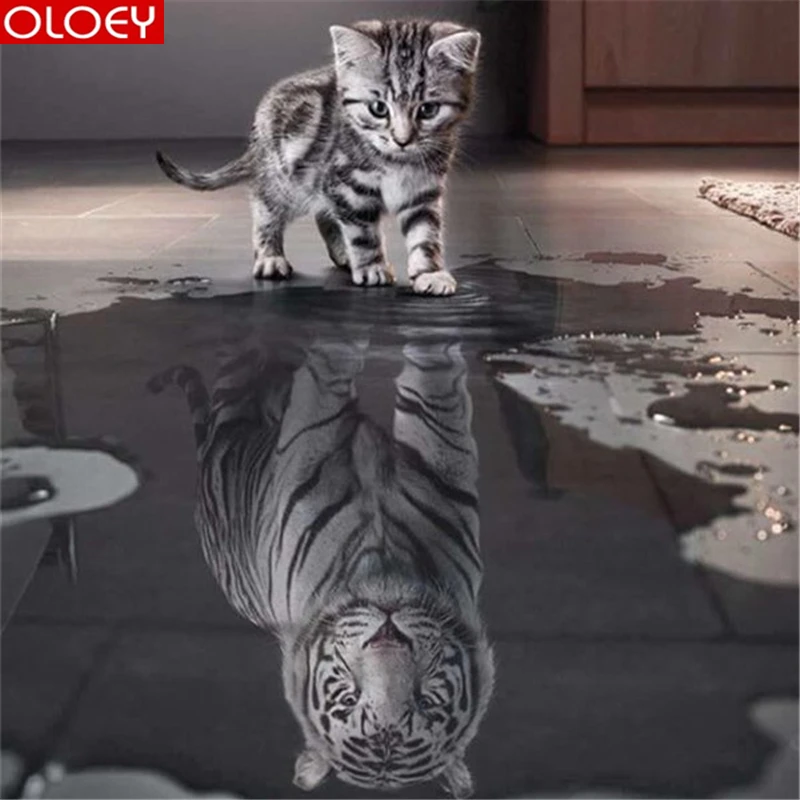 Полная квадратная дрель 5D алмазная картина животное кошка ToTiger вышивка крестиком
