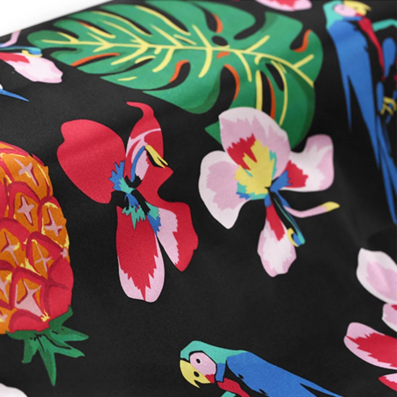 108CM Wide 19MM Pineapple and Floral Print Strech Silk Satin Fabric for Elegant Women's Blouse Dress Clothing Cheongsam E374 | Дом и сад