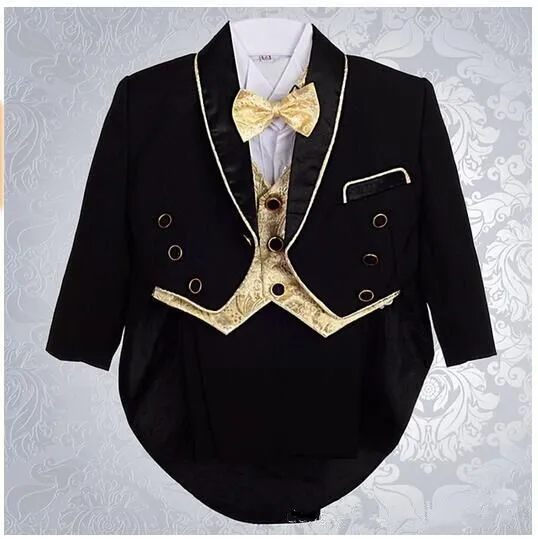 BBWOWLIN Toddler Winter Clothes Swallowtail Tuxedo Suit White Black 5pcs for 1-4T Baby Boy Christmas Outfit Thanksgiving 101 |