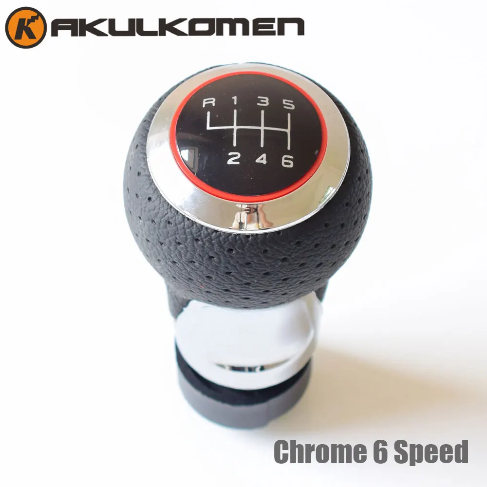 R6-RedHeadChrome Автомобильный механической трансмиссией Шестерни рычаг переключения передач 5 6 рычага головка для Ауди Шкода сиденье A4 B6 B7 b8 A6 S4 B8 8K A5 8T Q5 8R 2007 - Название цвета: R6-RedHeadChrome