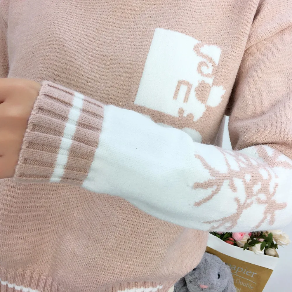 New Korean version love high-collar net red Snowflake Sweater ladies lazy wind Pullover loose and thick couple winter dress | Женская