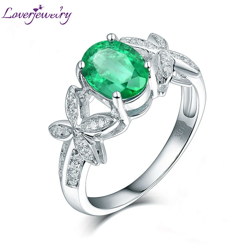 LOVERJEWELRY женские кольца натуральный зеленый изумруд обручальное кольцо с