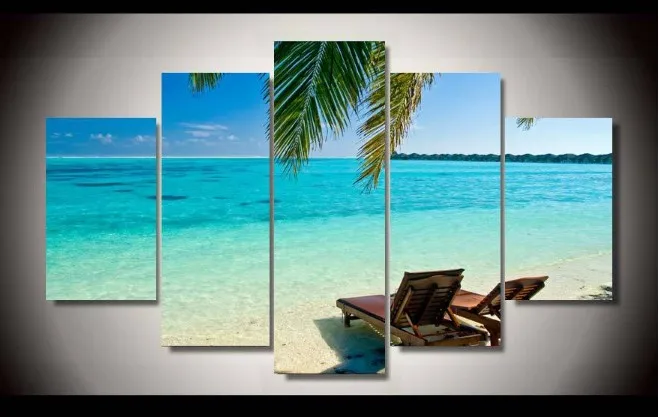 HD печать 5 шт. Холст Искусство морской пляж пейзаж живопись современный домашний