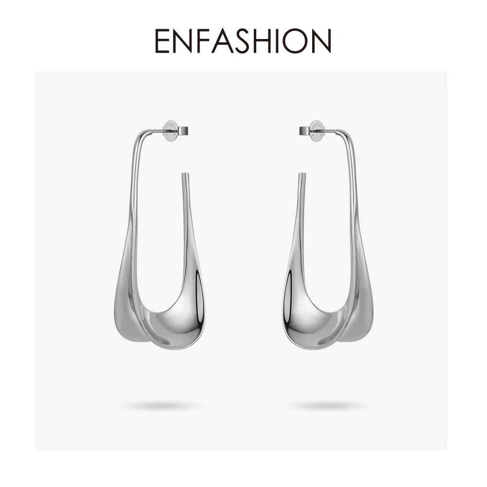 ENFASHION, металлические висячие серьги в виде лепестков для женщин, золотой цвет, массивные длинные висячие серьги в виде листьев, модные ювелирные изделия Oorbellen E1050 - Окраска металла: Silver color