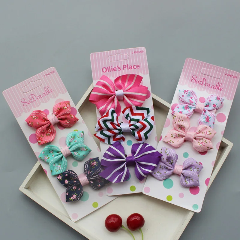 3 шт./компл. заколки для волос ручной работы с цветочным принтом и бантом модные