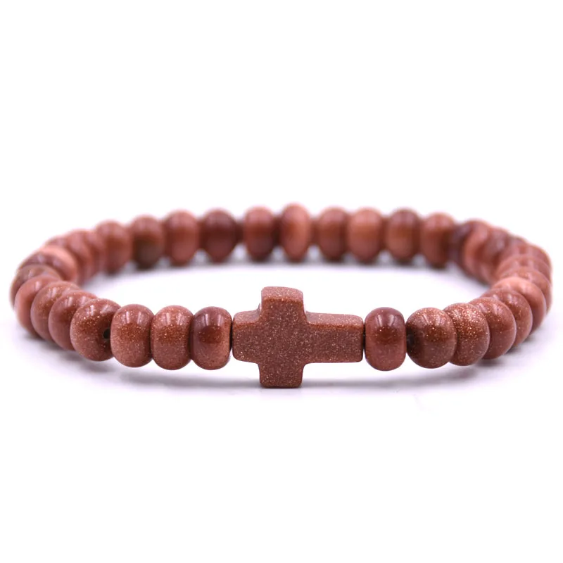 Браслет Cross Tclassic Natural Stone Love с 7 цветами овальных бусин, винтажными шармами и драгоценностями для женщин в подарок другу.
