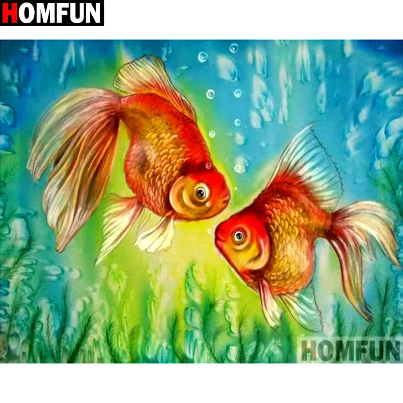 

Алмазная живопись HOMFUN «Золотая рыбка», алмазная вышивка 5D «сделай сам» с полными квадратными/круглыми стразами, вышивка крестиком, домашни...