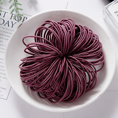 50pcs pruple 50/100 шт. высокое качество для девочек 4,5 см нейлон резинки для волос хвостик заколки для волос аксессуары для волос резинка для волос, повязка для волос резинки - Цвет: 50pcs pruple