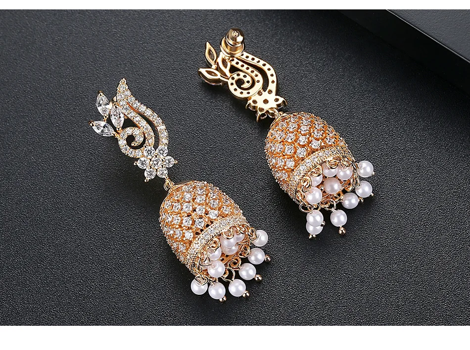 Серьги SINZRY в винтажном этническом стиле, ручная работа, клетка, Jhumka Jhumki, трендовые ювелирные изделия для женщин, имитирующие жемчужные висячие серьги с кисточкой