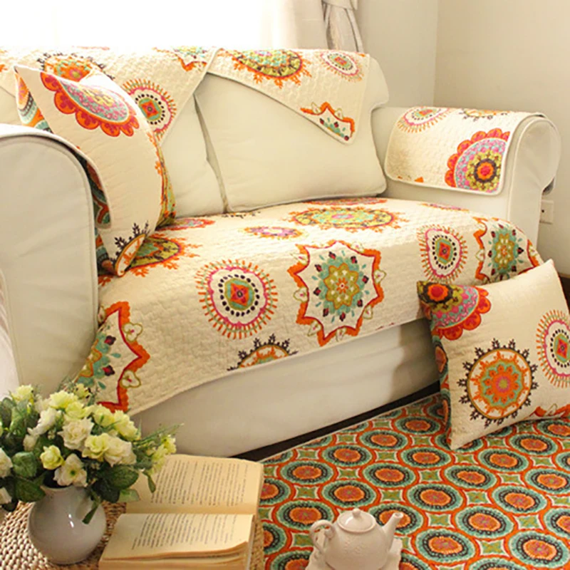 1PCS Sofa Cover Cotton Fabric Soft Modern Knit Eco-Friendly Anti-Mite Towel Slipcover Couch For Living/Drawing Room | Дом и сад