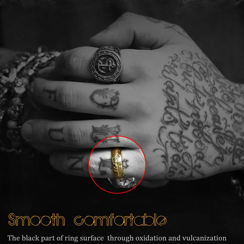 BEIER High Quality Gold Color Hobbit Gift Midi Ring Stainless Steel One Ring Of Power jewelry Ring Women and Men LR-R059