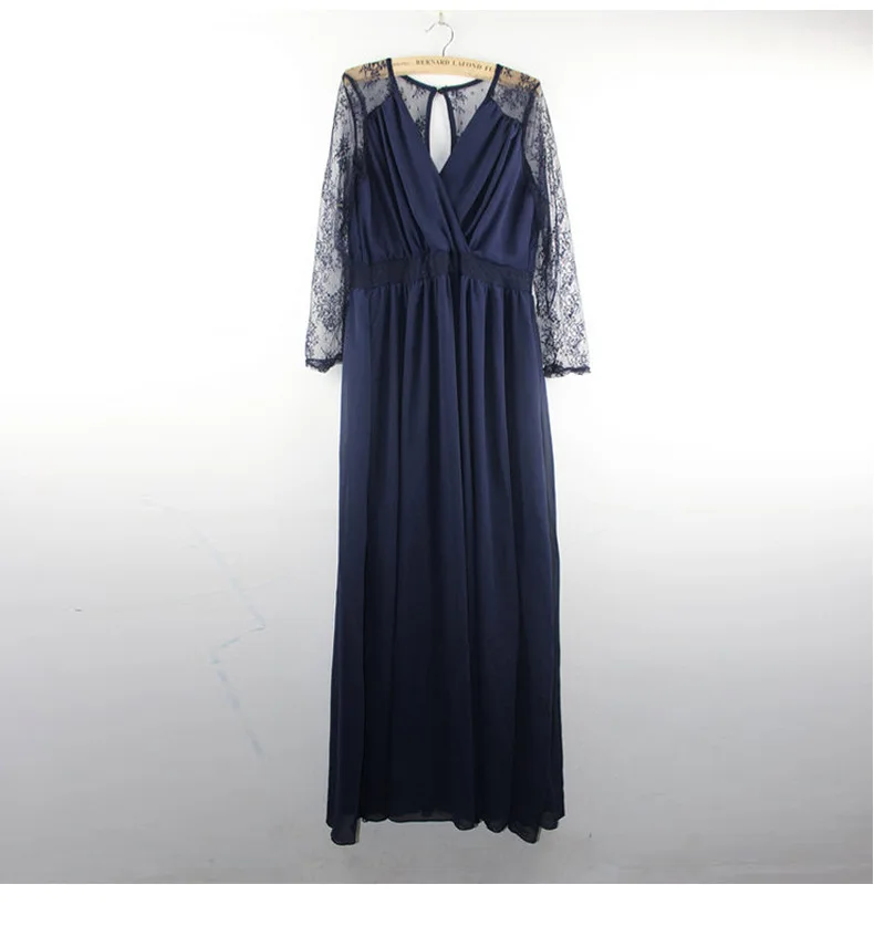 

YOUNG VIVA 2019 Women dresses long sleeve V-neck lace Embroidery Chiffon formal dress yb019