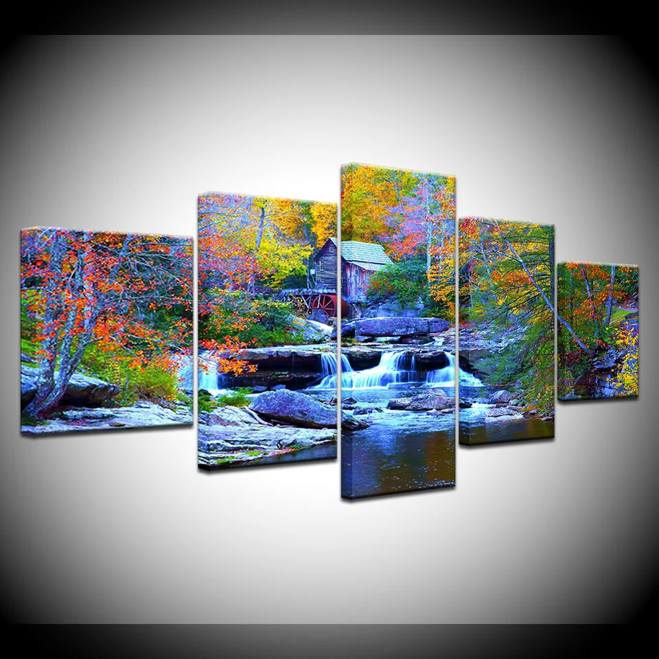 5 панель модульного Wall Art Картины художественное украшение для дома крик водопад