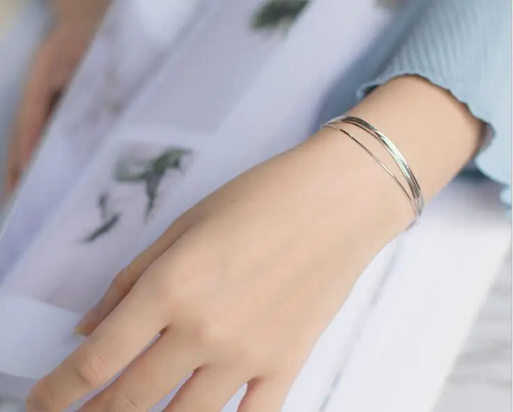 

Female Soild 925 Sterling Silver Snake Chain Multilayer Bracelets Fashion Wrap Bracelet For Women Party Jewelry