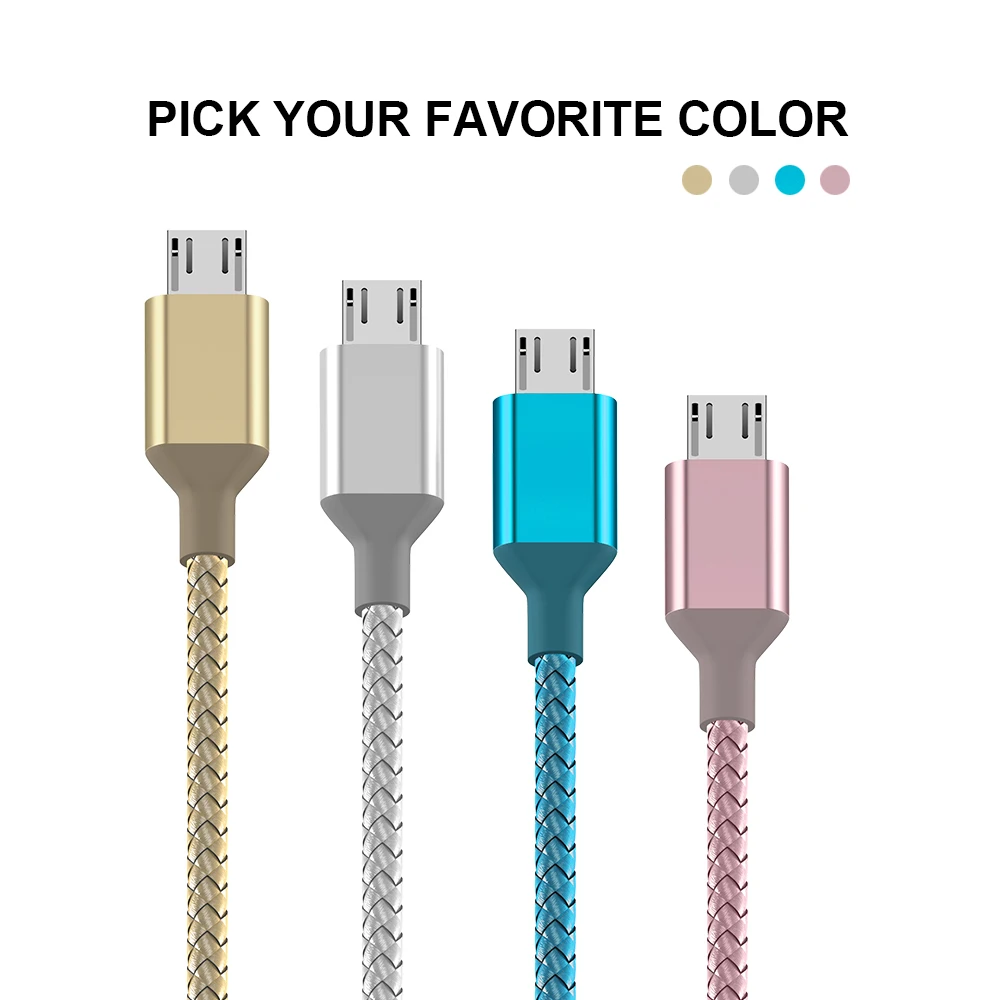 Кабель Micro USB для быстрой зарядки 1 м 2 3 нейлоновый плетеный шнур синхронизации