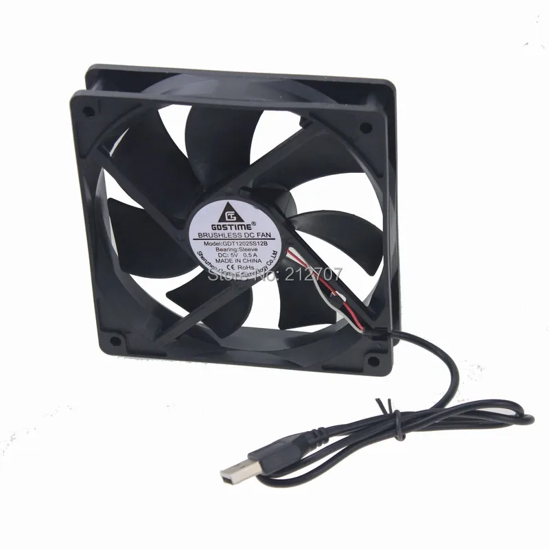 5 шт./лот Gdstime 120x120x25 мм чехол для ПК в USB вентиляторы 12025 120 CPU Компьютерный