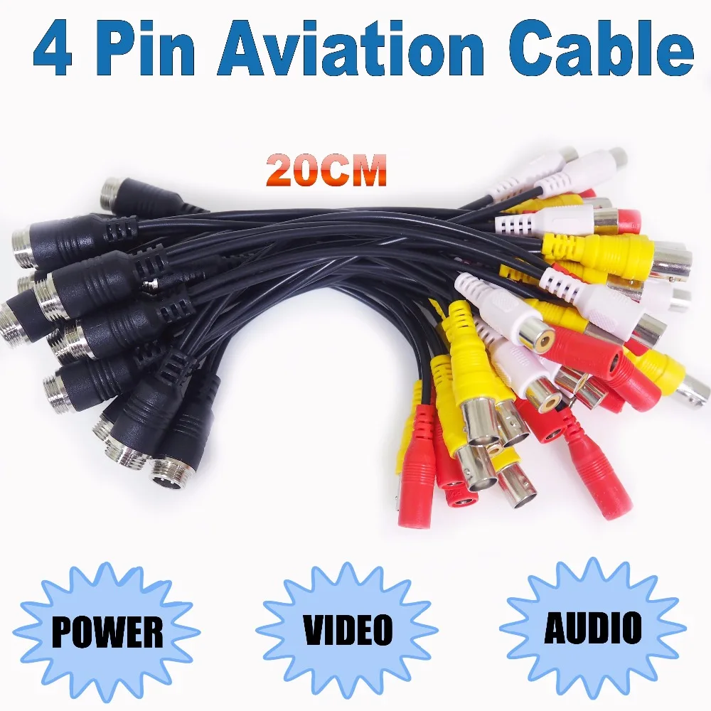 Бесплатная доставка 4PIN кабель Conector 20 см авиационный для BNC RCA мощность аудио видео