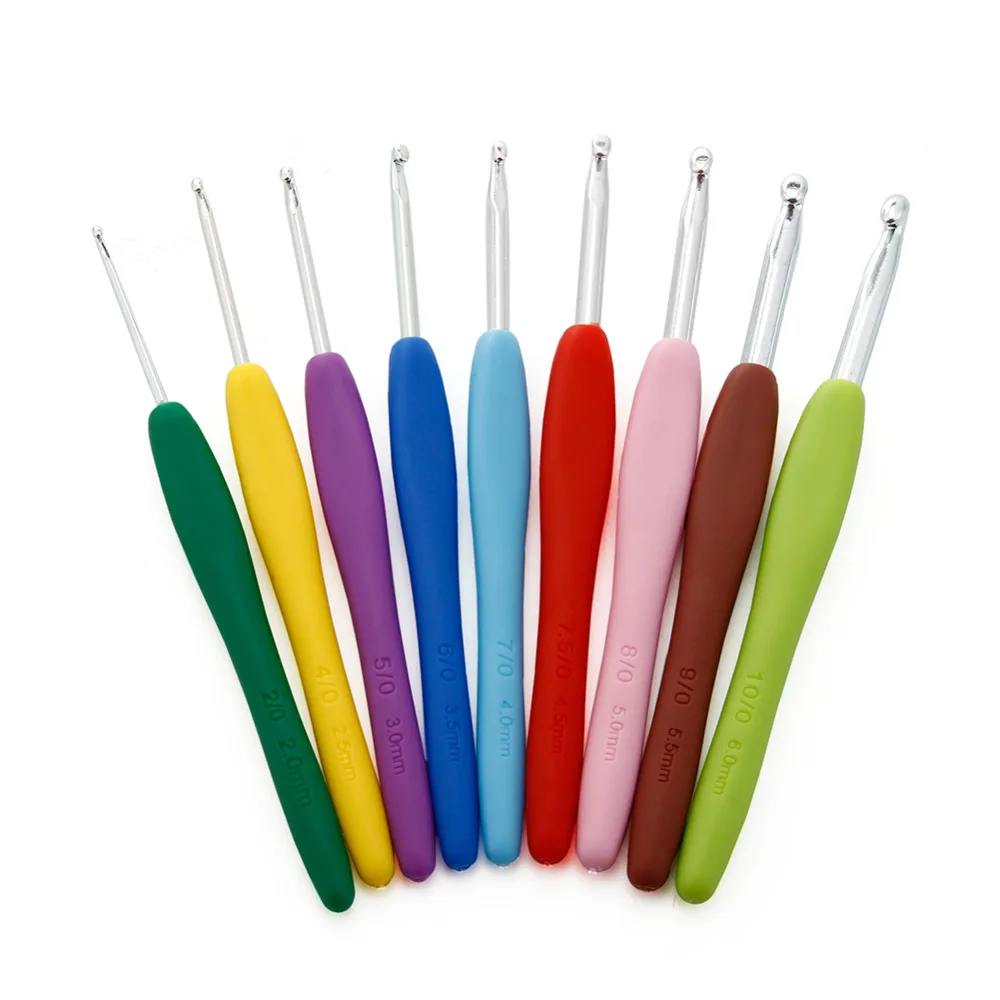 9 шт. алюминиевый набор многоцветных крючков для вязания крючком спицы плетение