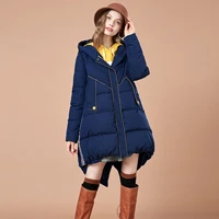ARTKA, новая мода, зимняя женская куртка на 90% белом утином пуху, длинное пуховое пальто, парка с капюшоном и буквенным принтом, ZK10087D - Цвет: Синий