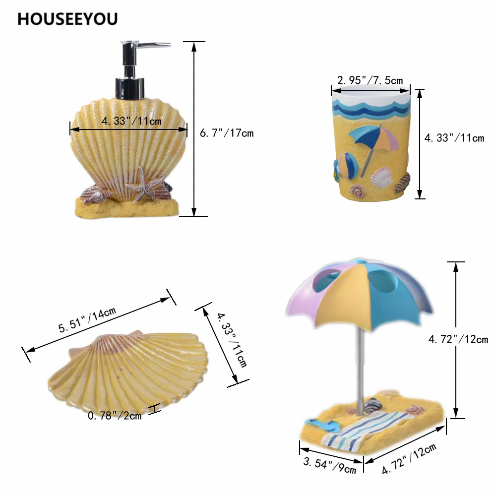 5 шт./компл. набор аксессуаров для ванной комнаты детский в виде раковины моря и