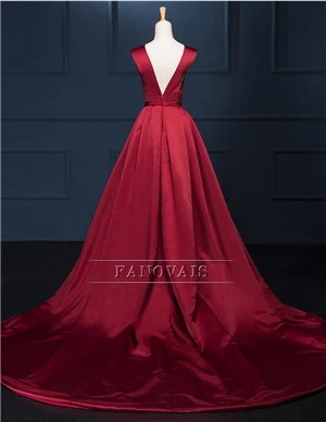 Реальное фото элегантные бордовые Длинные вечерние платья с v-вырезом на спине