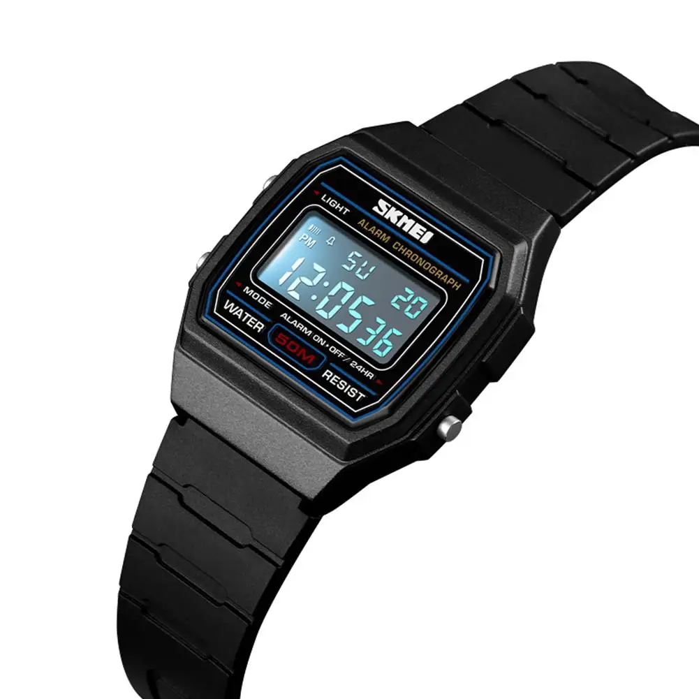 Black SKMEI 140 студенческие электронные часы водонепроницаемые цифровые часы 50 м индивидуальные квадратные модные наручные часы для девушек и женщин - Цвет: Black