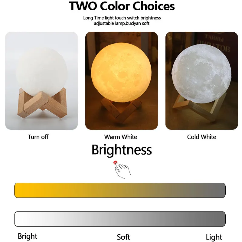 Светодио дный лунный свет 3D принт Перезаряжаемые волшебный светодио Luna ночник 8