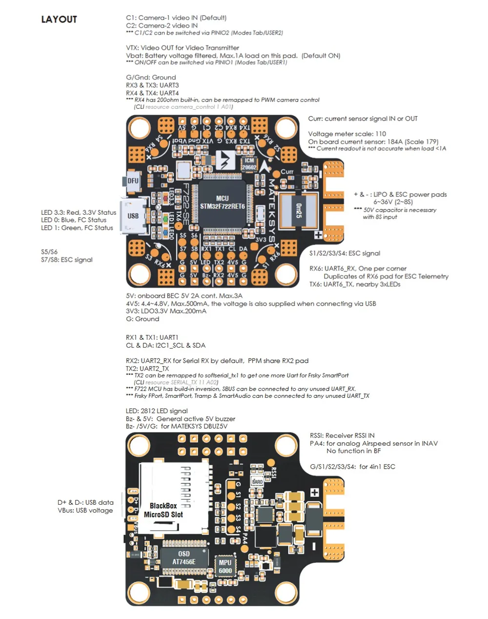 Matek System F722-SE F7 двойной Gryo игровые джойстики AIO OSD BEC ток Сенсор для модели RC Мультикоптер беспилотный часть Радиоуправляемый квадрокоптер