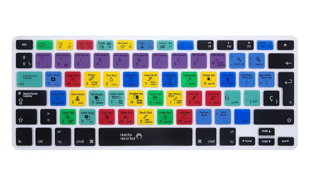 Fore 2017 For Macbook Mac Book 13 15 17 Be Eu Esp Spanish Adobe Photoshop Ps Shortcuts Hotkeys Keyboard Skin Cover Protector | Компьютеры