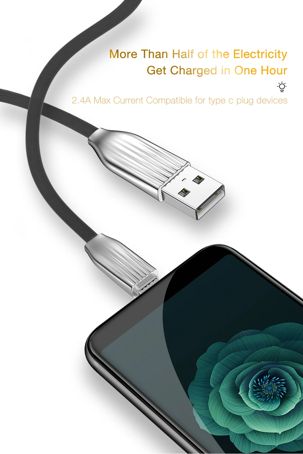 CAFELE светодиодный светильник type C USB кабель для samsung huawei Xiaomi type C порт usb кабель для зарядки прочный кабель для синхронизации данных 1,2 м