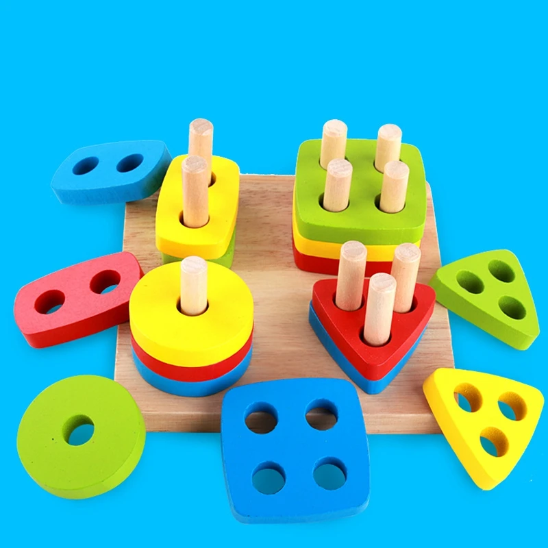 Baby Toys Wooden Blocks Shape Jointed Board Teaching Learning Education Building Chopping Block Match Toy For 0-3 Years Shape