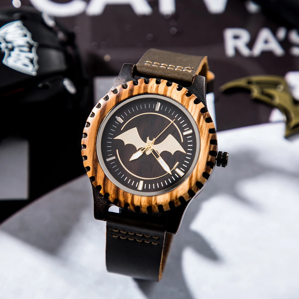 Часы наручные GIMSR мужские с бамбуковым циферблатом брендовые аналоговые