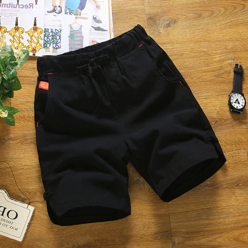 Летние хлопковые белые мужские большие размеры повседневные пятикратные штаны