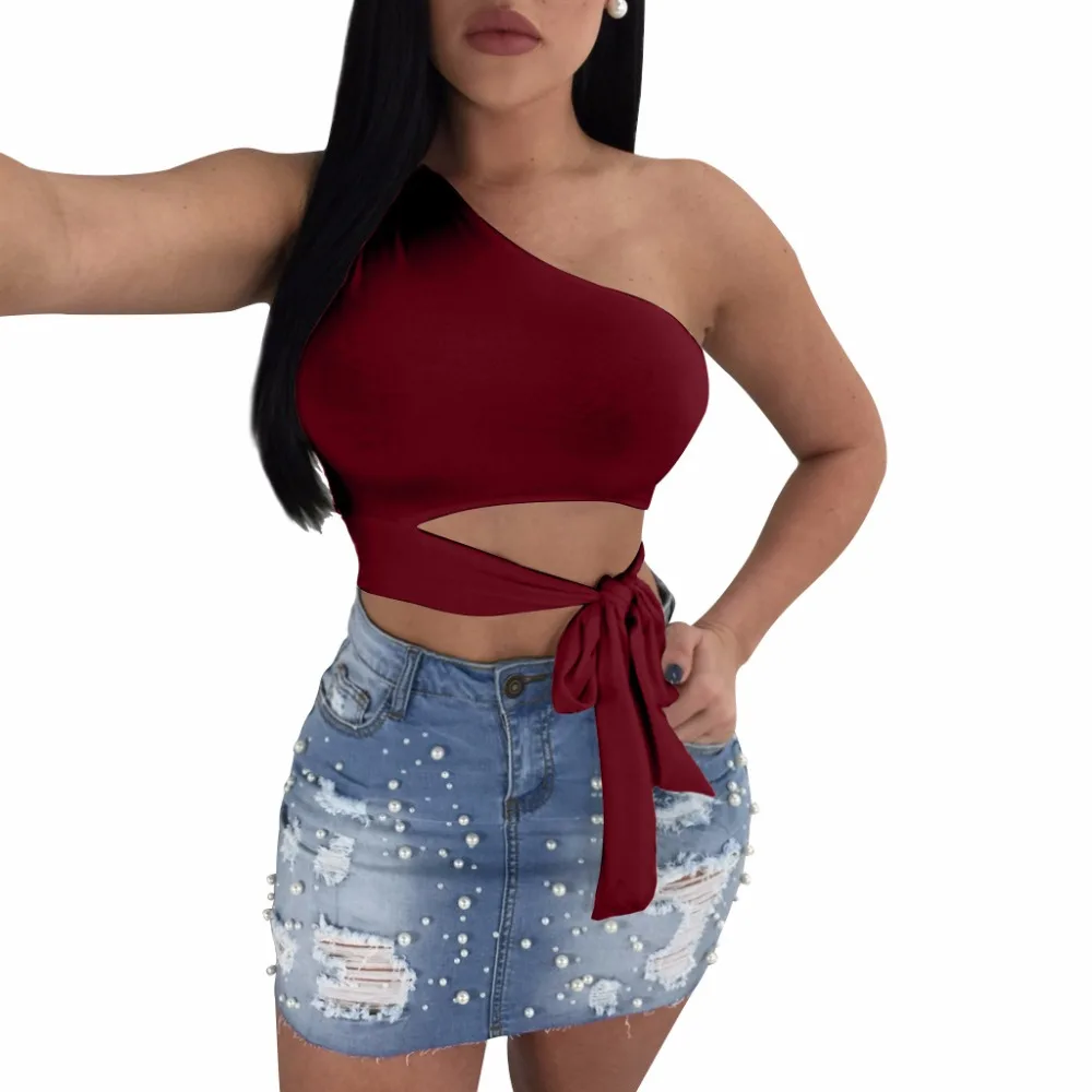 Женский короткий топ на шнуровке BKLD летний сексуальный женский с открытым плечом