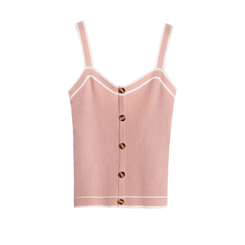 Новые женские майки сексуальные топы Кнопка Твердые шелк льда камзол короткие