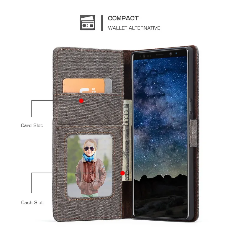 Роскошный холст откидной Чехол-кошелек с подставкой для samsung Note 9 8 кожа многофункциональная карта фоторамка чехол для Galaxy S9 S8 плюс