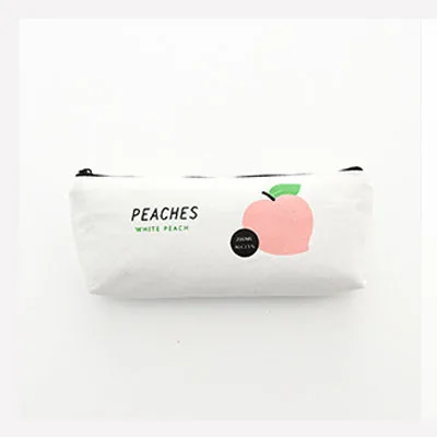 White 1 peach 1 шт. милый персиковый холст школьный чехол для карандашей s канцелярский чехол для карандашей Kawaii сумка для ручек чехол для карандашей для девочек школьные принадлежности - Цвет: White 1 peach