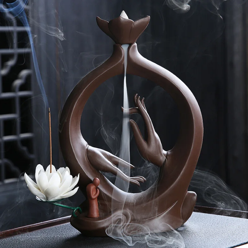 

Hot Lotus Incense Burner Backflow Incense Cones Stick Holder Creative Home Ornament