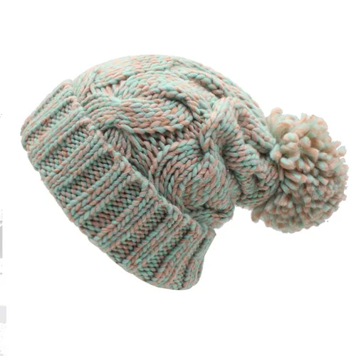YOUBOME модная зимняя в стиле бини женские зимние шапки для женщин Skullies Beanies мешковатые теплые полосатые женские шапки вязаная шапка - Цвет: light green red