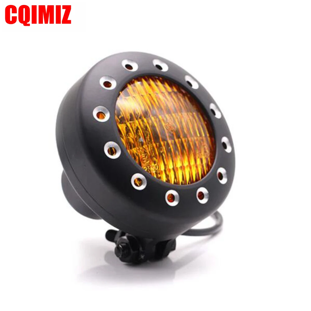 

For Harley Chopper Bobber XS650 H4 12V 4" Black Motorcycle Headlight Headlamp Front Light With Amber/Clear Lens
