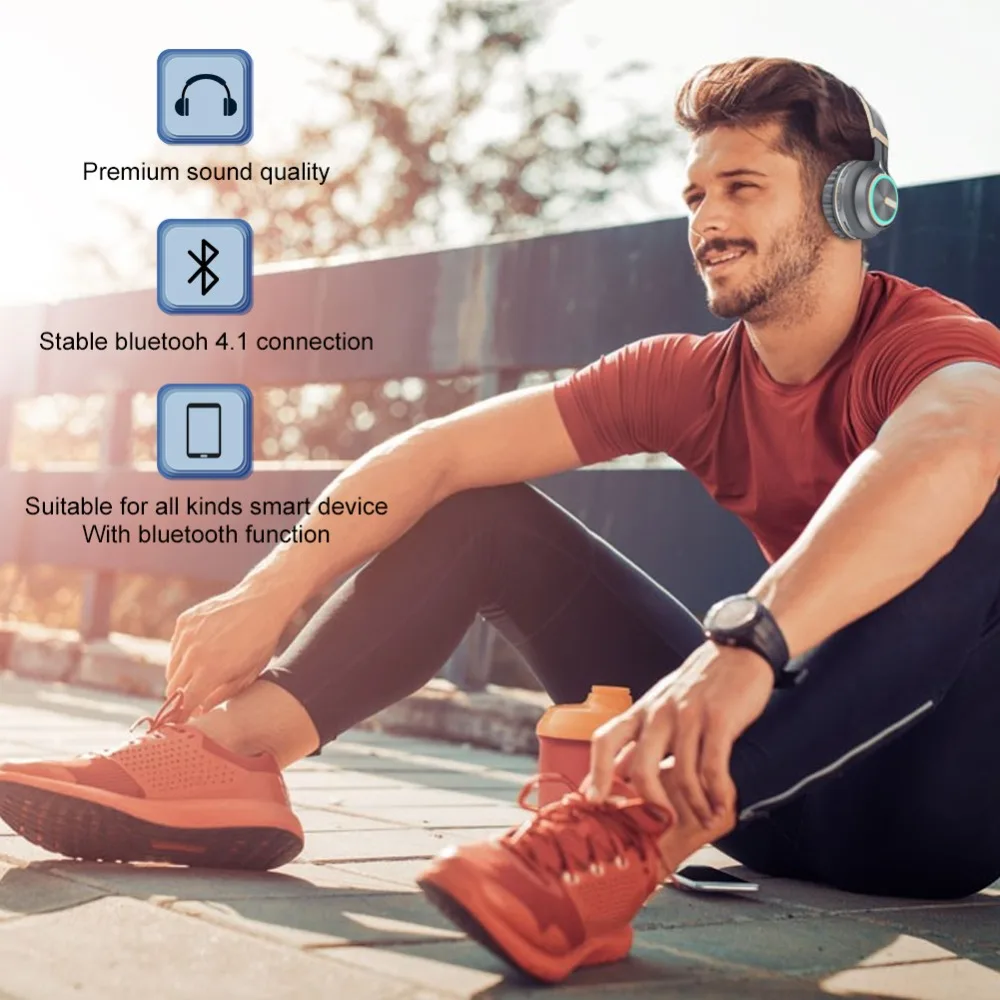 Беспроводные наушники B6 Bluetooth 5 1 12 часов проигрывания стерео светящиеся с