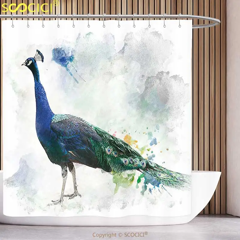Декоративная занавеска для душа с изображением животных цифровой акварель