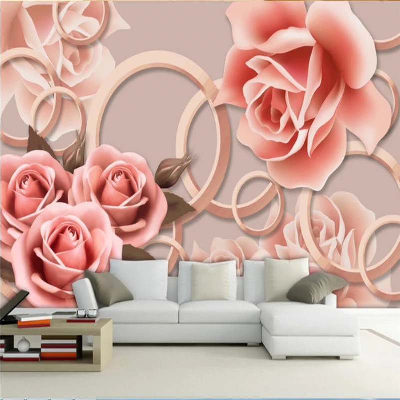 

beibehang Large custom mural wallpaper any size 3D stereo rose TV sofa living room bedroom wall decoration papel de parede