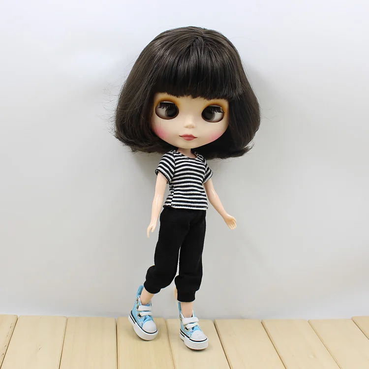 ICY DBS Blyth кукла 1/6 bjd игрушка короткие черные волосы с перекрещивающимися прядями