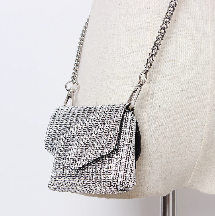 Bling Mini Fanny Pack Fashion Rhinestone Waist Belts With Bag Elegant Ladies Street Long Chain Crossbody Money Fanny Bags