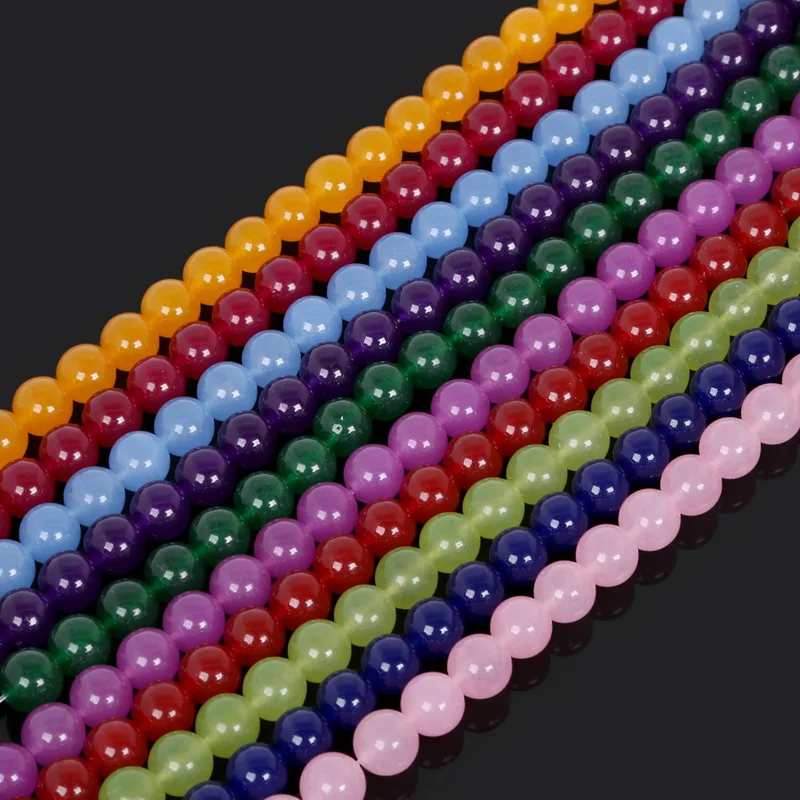 Круглые Бусины Из Натурального окрашенного белого камня 4 6 8 10 12 мм