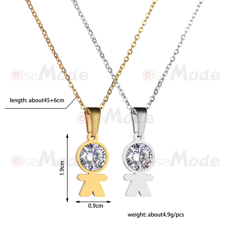 Женское семейное ожерелье ELSEMODE золотого цвета с фианитами для мальчиков милые